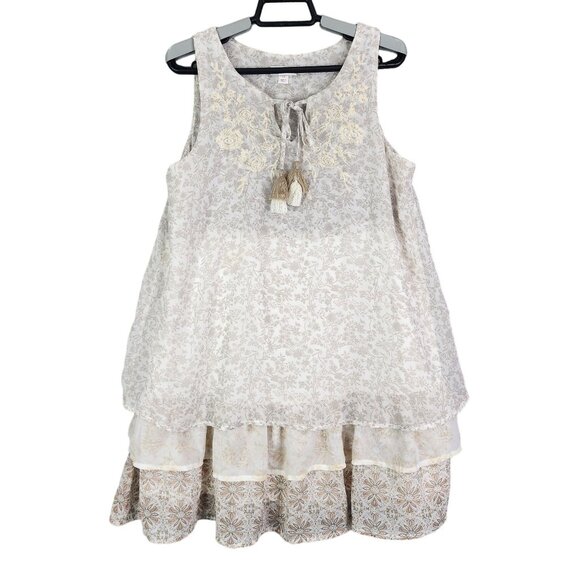 Xhilaration Dresses & Skirts - Women's  Beige & White Xhilaration Floral Dress Sleeveless Layered Size XS
